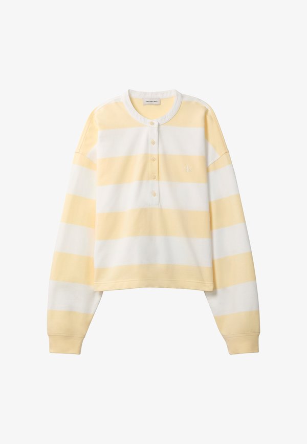 Calvin Klein Jeans VARSITY STRIPE HENLEY  - Long sleeved top - snow white stripe