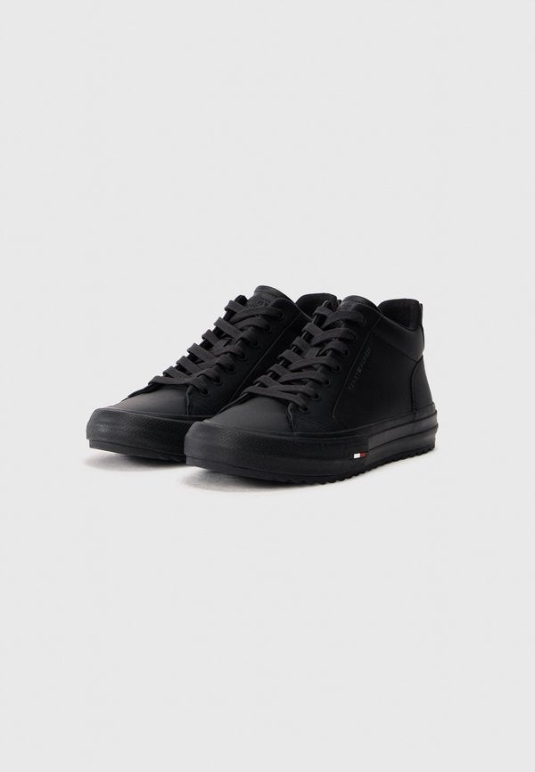 Tommy Hilfiger LEATHER SERRATED MID-TOP TRAINERS
