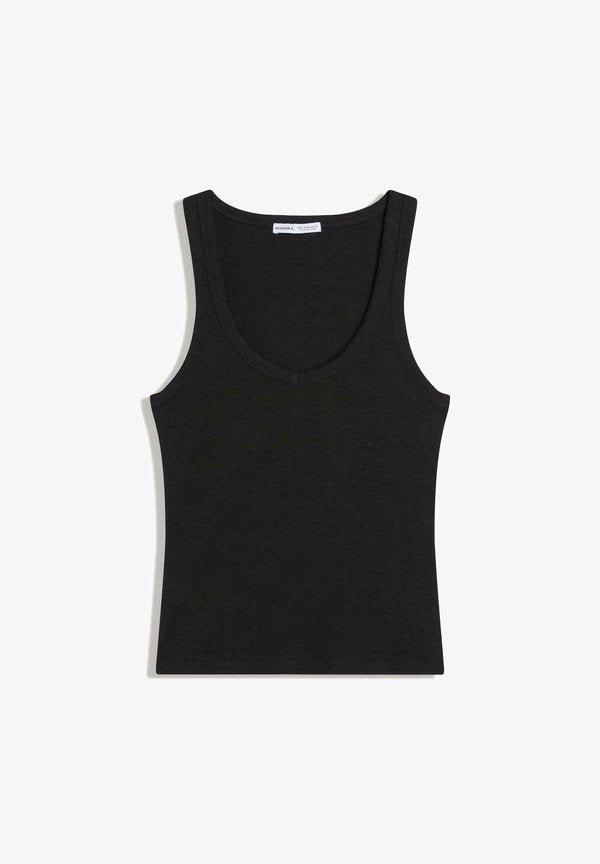 Bershka BASIC RIBBED - VEST TOP - Top - black