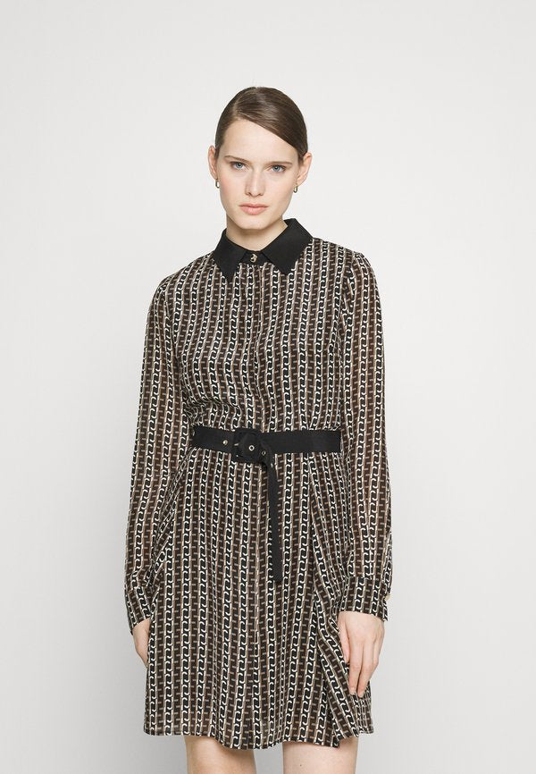 LIU JO ABITO CHEMISIER CINTURATO BLACK CHAIN