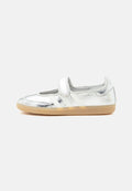 adidas Originals SAMBA JANE - Ankle strap ballet pumps - silver-coloured metallic/off white
