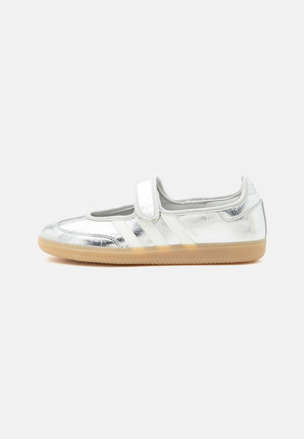 adidas Originals SAMBA JANE - Ankle strap ballet pumps - silver-coloured metallic/off white