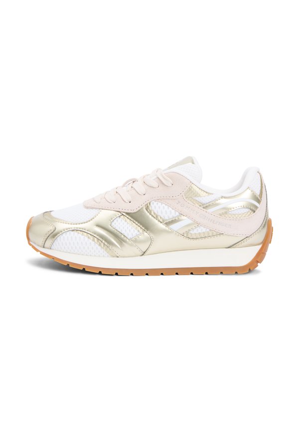 Tommy Hilfiger MIXED TEXTURE METALLIC TRAINERS WITH LEATHER
