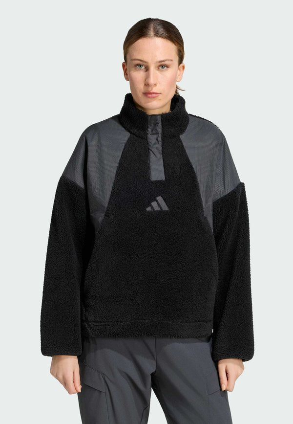 adidas Sportswear ADIDAS SPORTSWEAR TERREX XPLORIC CLIMAWARM HIGH PILE SNAP PULLOVER - Fleece jumper - black