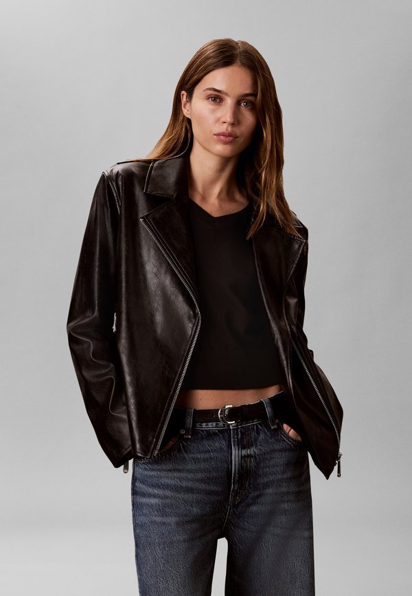 Calvin Klein Jeans MOTO JACKET - Faux leather jacket - black