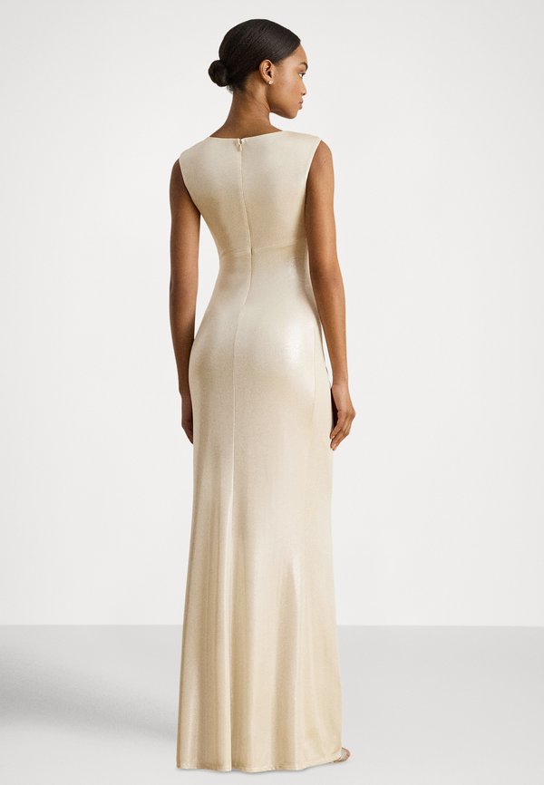 Lauren Ralph Lauren BUCKLE-TRIM METALLIC JERSEY GOWN