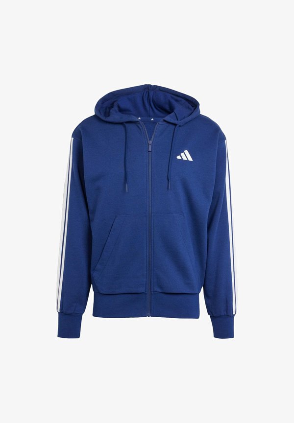 adidas Sportswear ESSENTIALS THREE STRIPES FRENCH TERRY FULLZIP - Zip-up sweatshirt - dark blue white