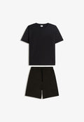 Bershka TSHIRT+BERMUDA SHORT - SET  02257111 - Tracksuit bottoms - dark grey