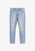 Bershka RIPPED - Slim fit jeans - light blue