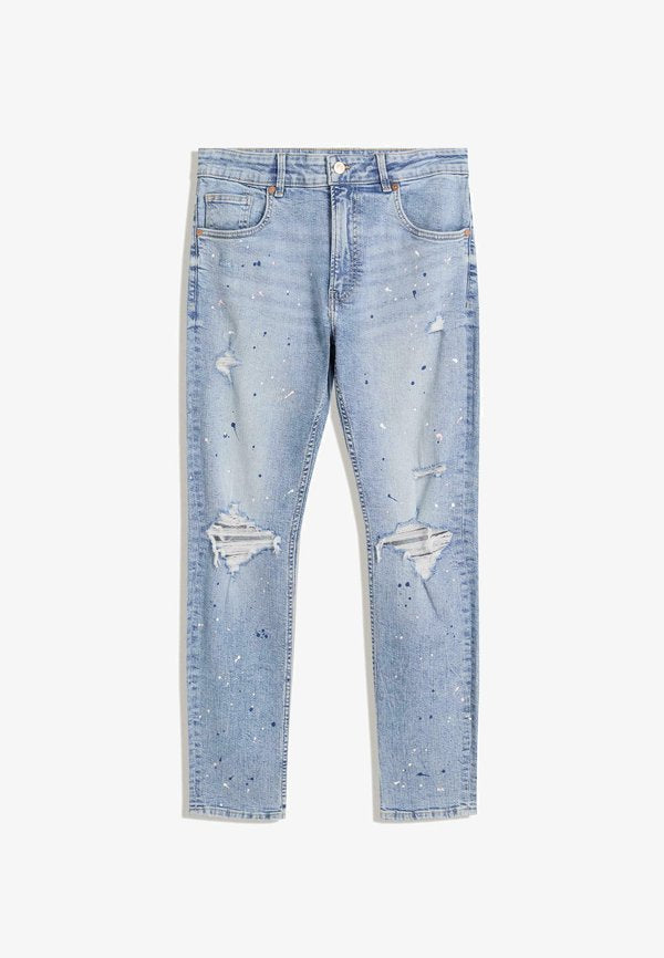 Bershka RIPPED - Slim fit jeans - light blue