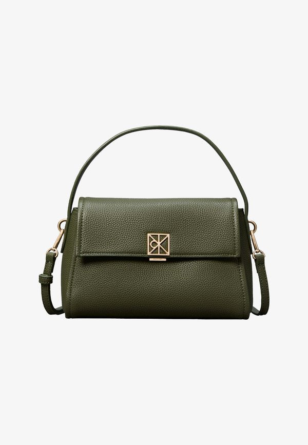 Calvin Klein EMBLEM HW PEBBLE SHOULDER BAG 25 - Handbag - olive