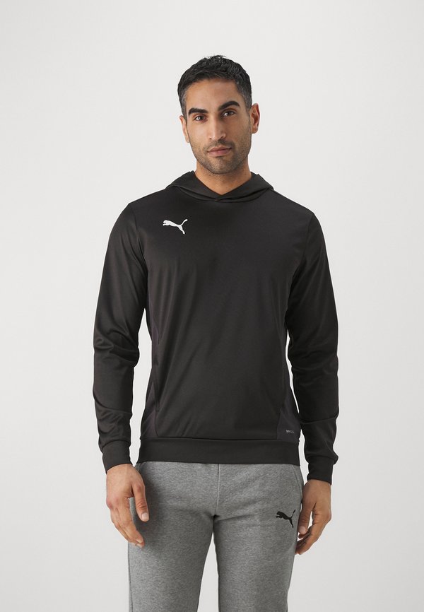 Puma TEAMGOAL TRAINING HOODY - Long sleeved top - black/white/flat dark gray
