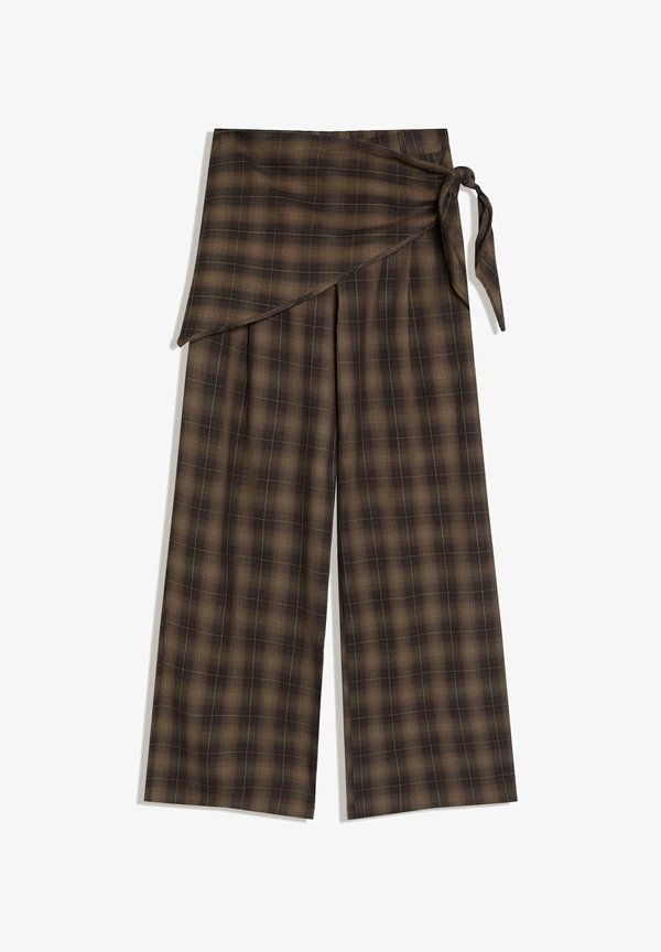Bershka TAILORED FIT SCARF TROUSERS 01209172 - Trousers - dark brown