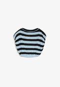 Bershka STRIPED SWEATER - Print T-shirt - dark blue
