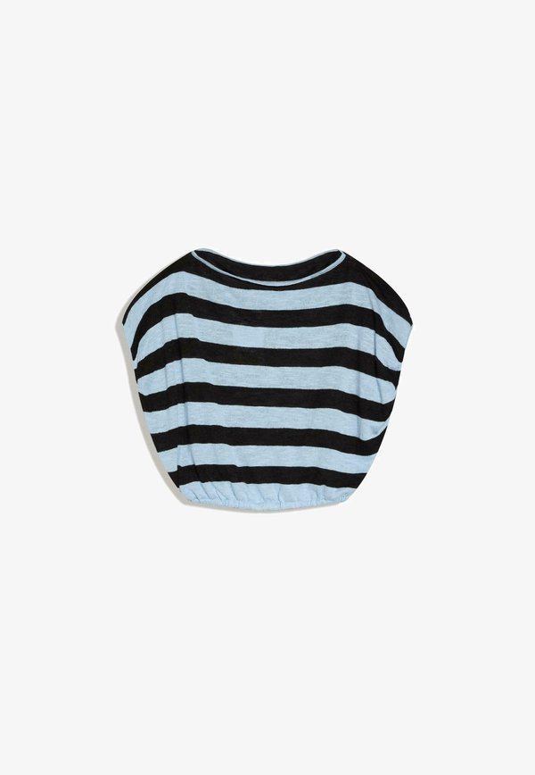 Bershka STRIPED SWEATER - Print T-shirt - dark blue