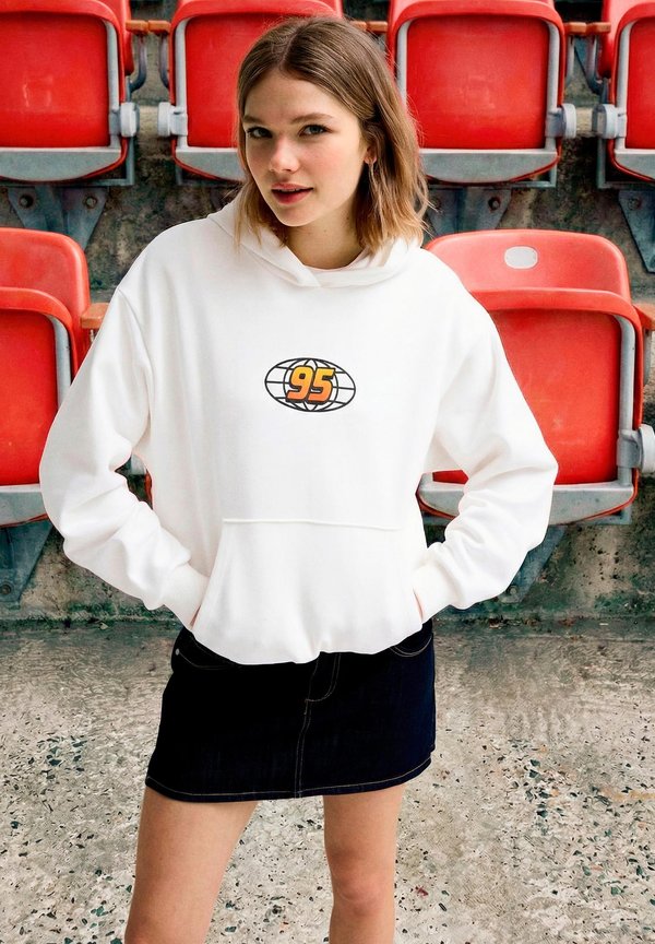 Bershka CARS PRINT  - Hoodie - white