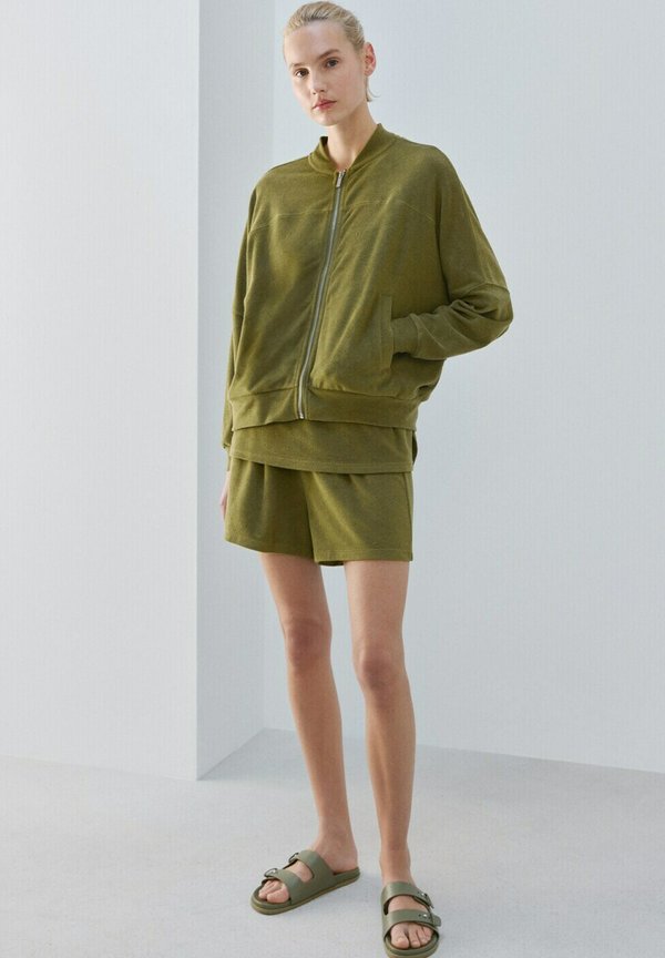Mango Zip-up sweatshirt - khaki