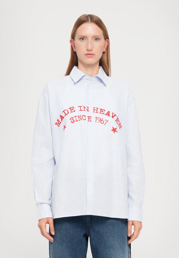 Fiorucci WOMEN'S MADE IN HEAVEN PRINT LIGHT BLUE STRIPED SHIRT