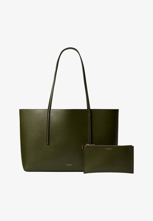 Calvin Klein FOIL LOGO TOTE POUCH - Tote bag - cypress