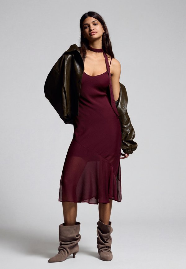 Bershka SCARF MIDI - Cocktail dress / Party dress - bordeaux