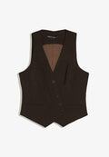Bershka Waistcoat - dark brown