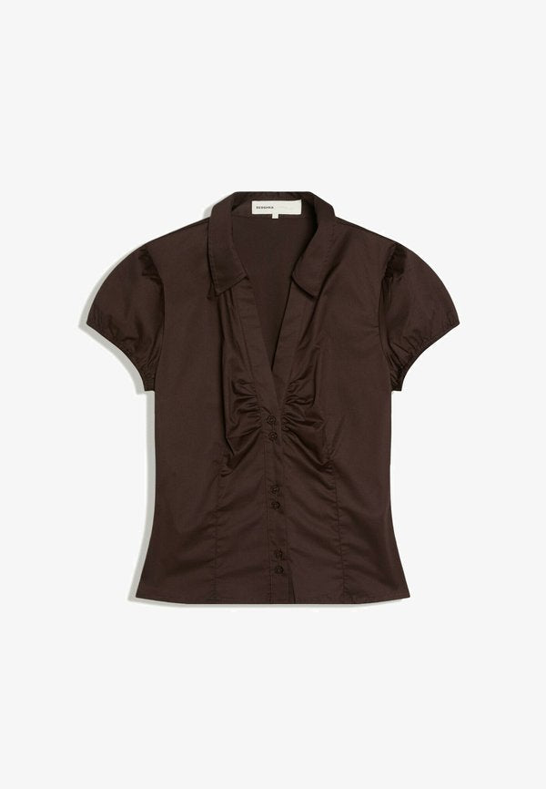 Bershka SHIRT 01337710 - Button-down blouse - dark brown