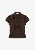 Bershka SHIRT 01337710 - Button-down blouse - dark brown