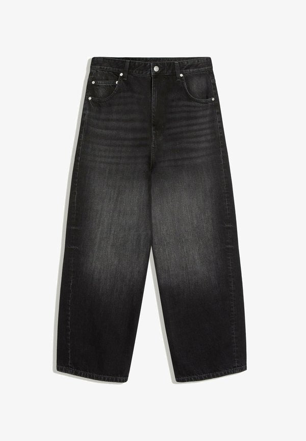 Bershka EMBROIDERED NEOBARREL - JEANS - Relaxed fit jeans - black