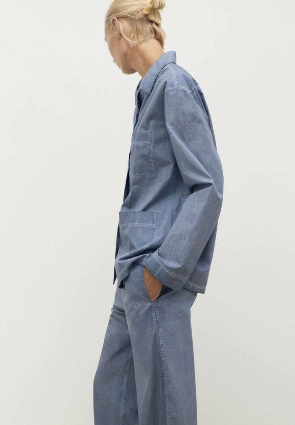 Mango GARMENT-DYED LONG  - Pyjama bottoms - blue