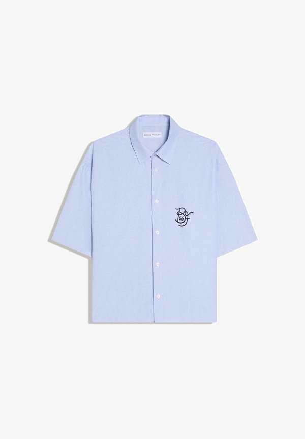 Bershka EMBROIDERED OVERSIZE SHORT SLEEVE - SHIRT - Shirt - light blue