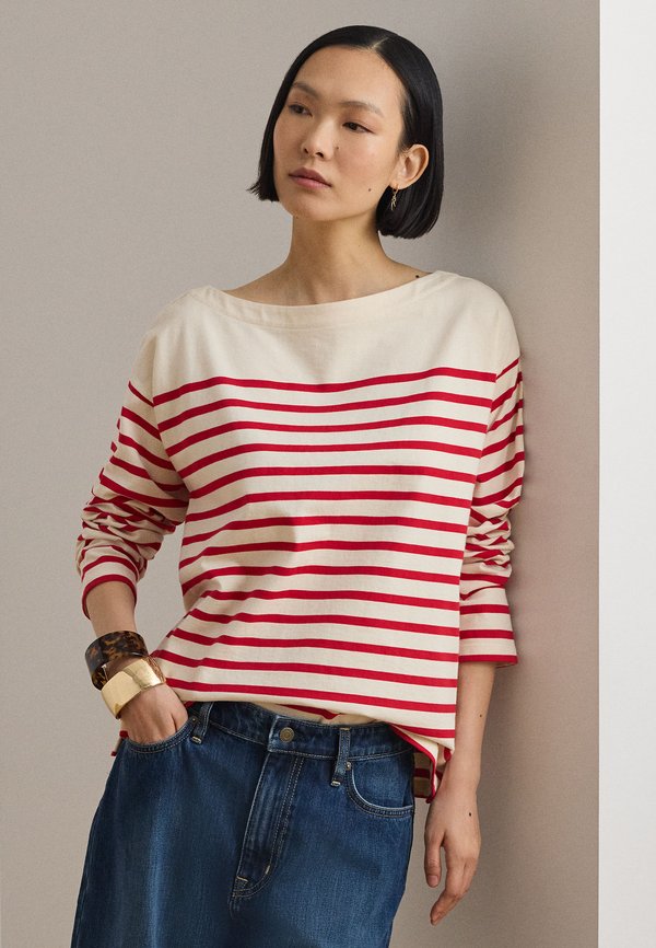 Lauren Ralph Lauren STRIPED JERSEY BOATNECK TOP