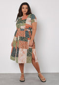 Apricot DITSY PATCHWORK  MIDI