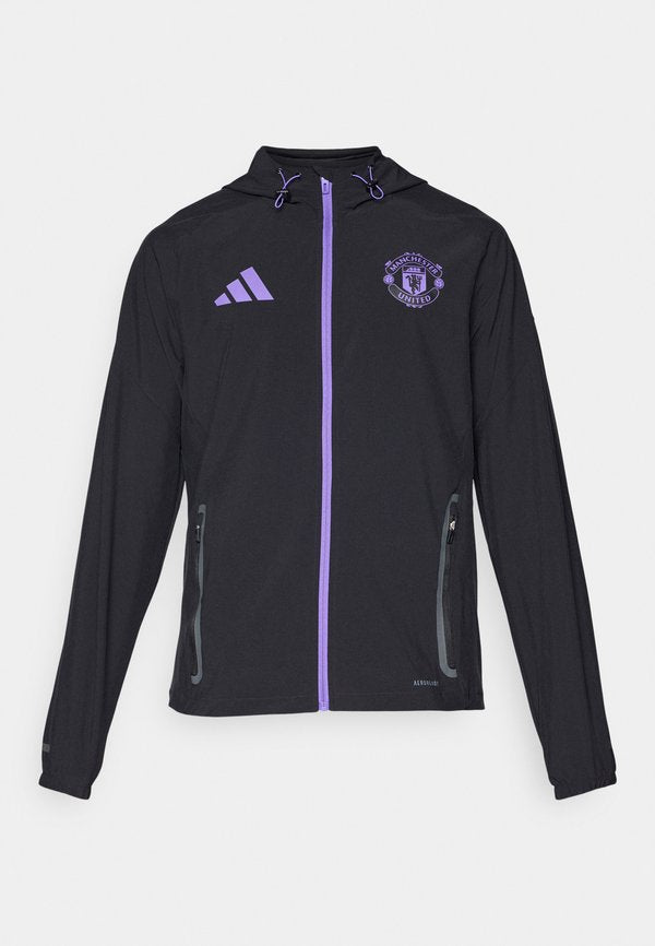 adidas Performance MANCHESTER UNITED TIRO25 COMPETITION VIS TECH TRAVEL JACKET - Club wear - black/purple rush