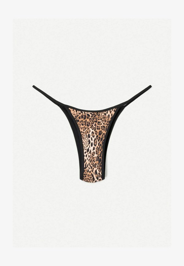 Bershka REVERSIBLE ANIMAL PRINT - Bikini bottoms - black