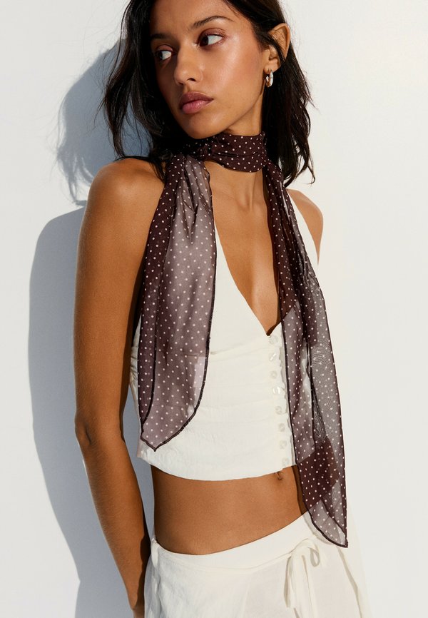 Bershka FLORAL PRINT - SCARF - Scarf - dark brown