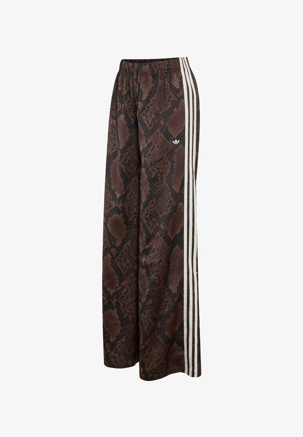 adidas Originals SATIN SNAKE PRINT WIDE LEG TRACK - Tracksuit bottoms - earth strata aurora coffee