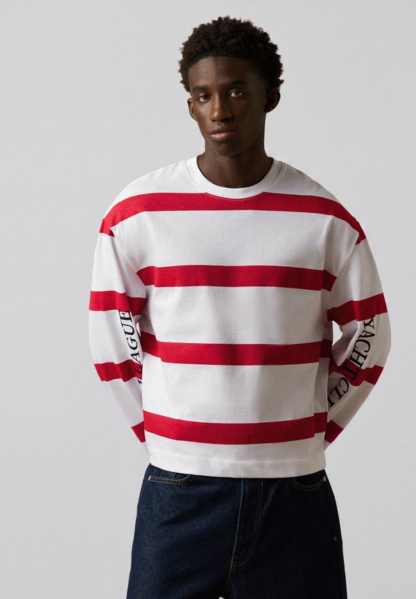 Bershka LONG SLEEVE STRIPED - TSHIRT - Long sleeved top - red