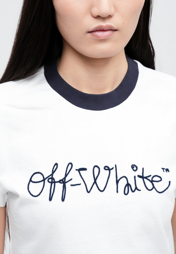 OFF-WHITE SCRIPT LOGO FITTED FITTED TEE
