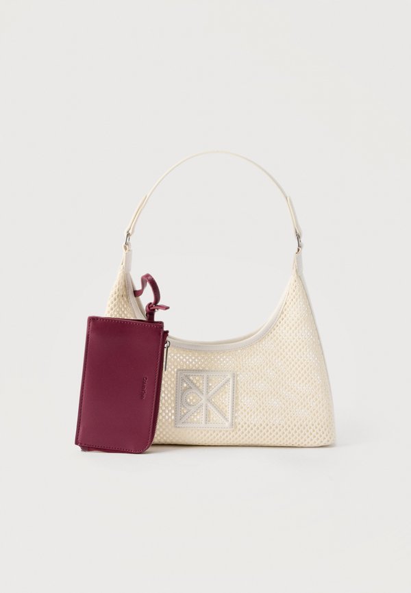Calvin Klein EMBLEM SHOULDER - Handbag - white alyssum