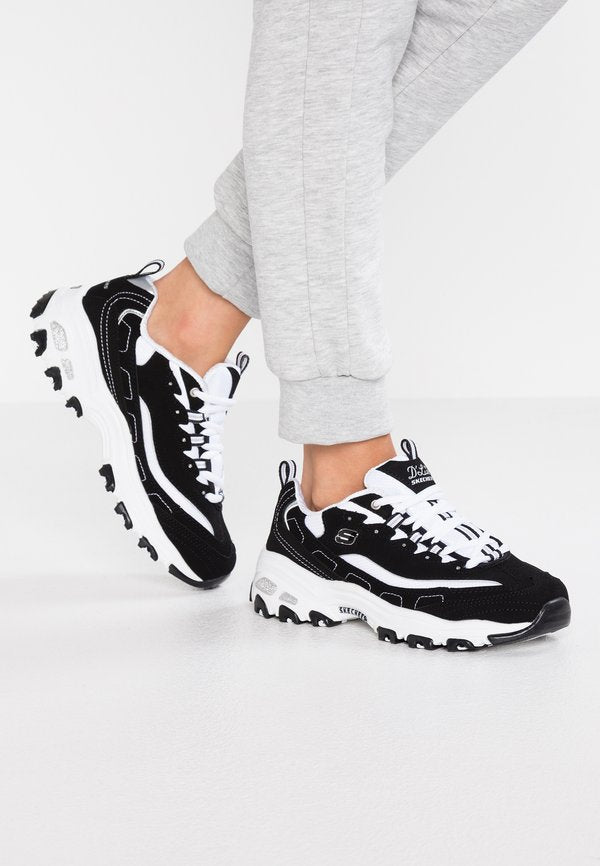 Skechers D'LITES - Trainers - black/white/silver