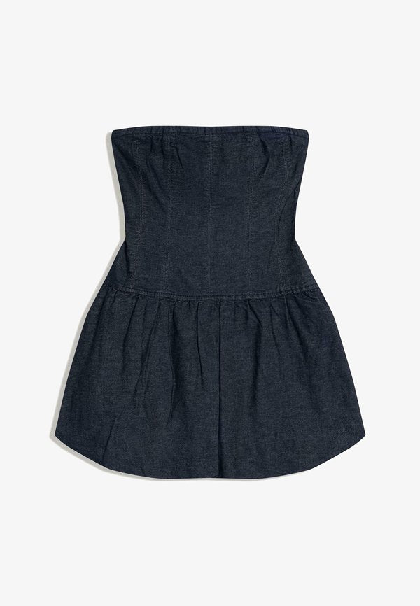Bershka BALLOON - MINI - Denim dress - royal blue