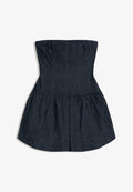 Bershka BALLOON - MINI - Denim dress - royal blue