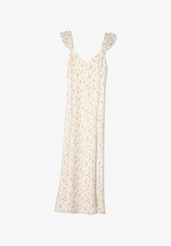 Bershka TEXTURED PRINTED - MIDI  - Day dress - beige