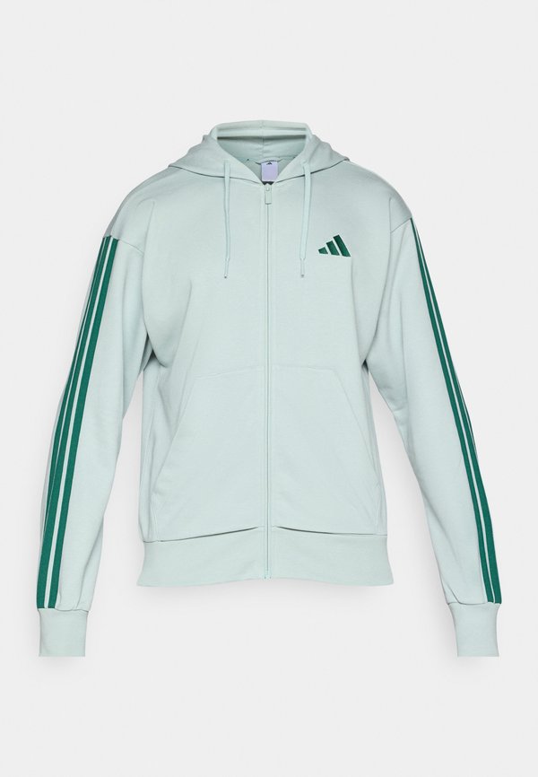 adidas Sportswear ESSENTIALS THREE STRIPES FRENCH TERRY FULLZIP - Zip-up sweatshirt - sage/collegiate green