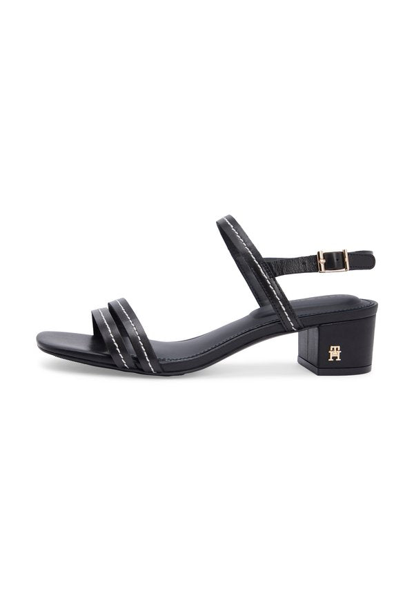 Tommy Hilfiger LEATHER CONTRAST TOPSTITCH BLOCK HEEL SANDALS