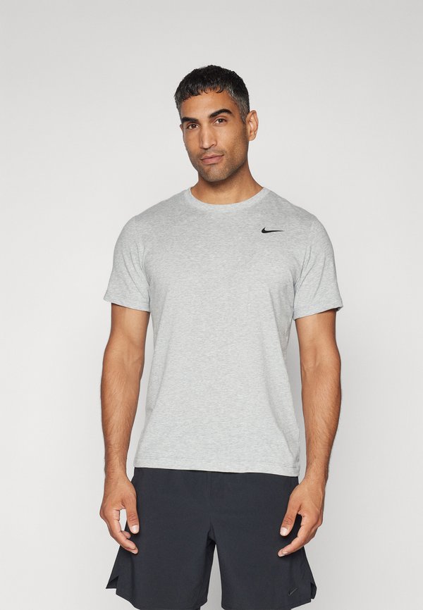 Nike Performance TEE CREW SOLID - Sports T-shirt - dark grey heather/black