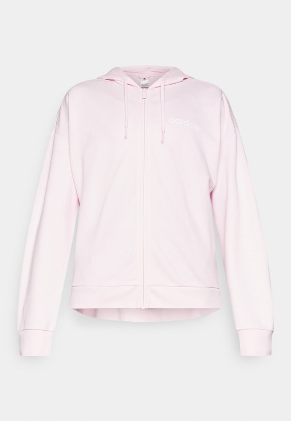 adidas Sportswear ESSENTIALS LINEAR FULL ZIP  HOODIE - Zip-up sweatshirt - clear pink/white