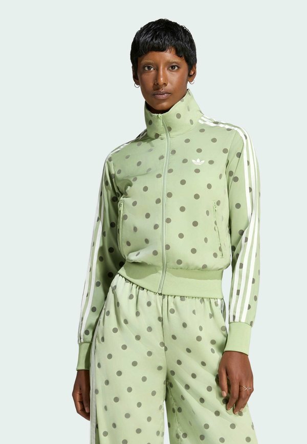 adidas Originals SATIN POLKA DOTS TT - Zip-up sweatshirt - magic lime