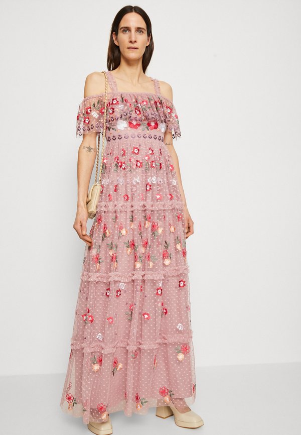 Maya Deluxe PREMIUM EMBROIDERED SPOT MAXI DRESS