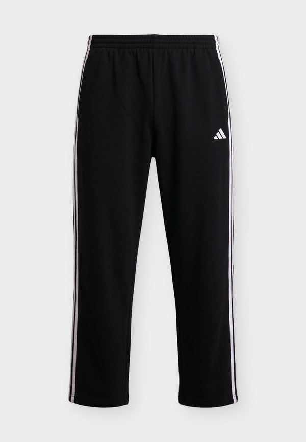 adidas Sportswear ESSENTIALS 3 STRIPES OPEN HEM PANTS - Tracksuit bottoms - black/white
